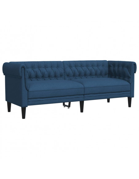 Divano Chesterfield a 3 Posti Blu in Tessuto