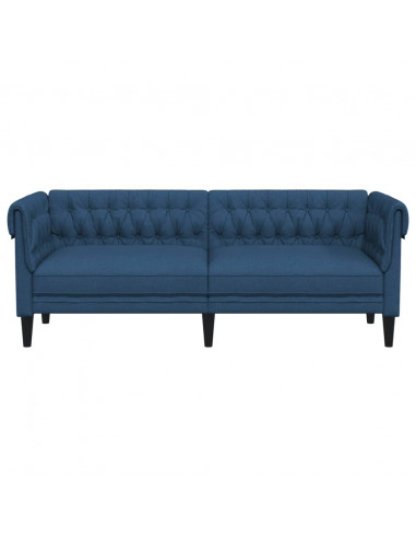 Divano Chesterfield a 3 Posti Blu in Tessuto