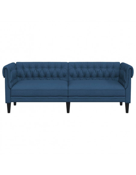 Divano Chesterfield a 3 Posti Blu in Tessuto
