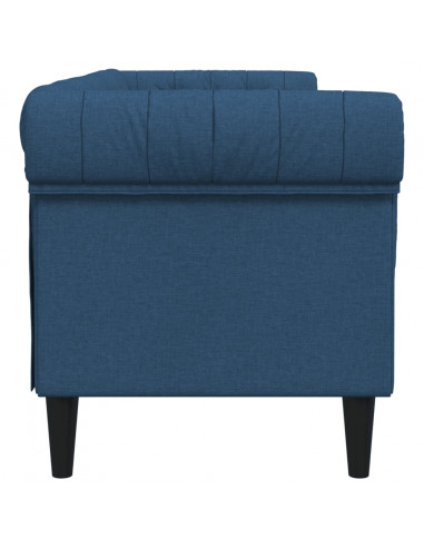 Divano Chesterfield a 3 Posti Blu in Tessuto