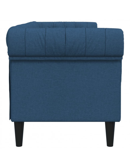 Divano Chesterfield a 3 Posti Blu in Tessuto