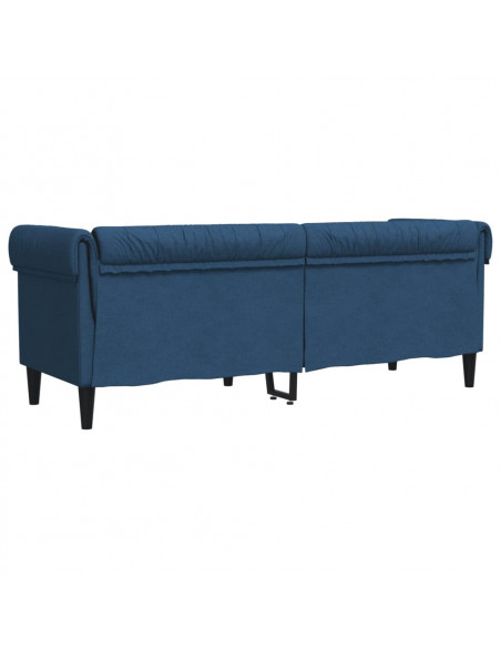 Divano Chesterfield a 3 Posti Blu in Tessuto