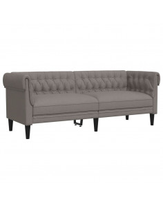 Divano Chesterfield a 3 Posti Tortora in Tessuto