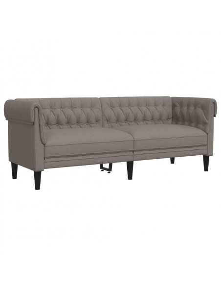 Divano Chesterfield a 3 Posti Tortora in Tessuto