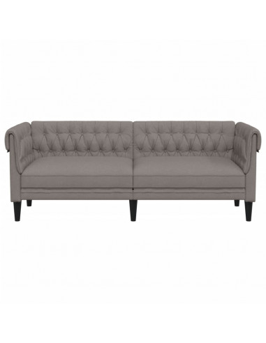 Divano Chesterfield a 3 Posti Tortora in Tessuto