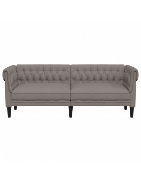 Divano Chesterfield a 3 Posti Tortora in Tessuto