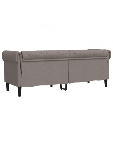 Divano Chesterfield a 3 Posti Tortora in Tessuto
