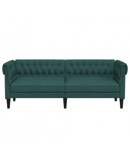Divano Chesterfield a 3 Posti Verde Scuro in Tessuto