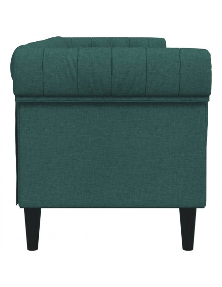 Divano Chesterfield a 3 Posti Verde Scuro in Tessuto