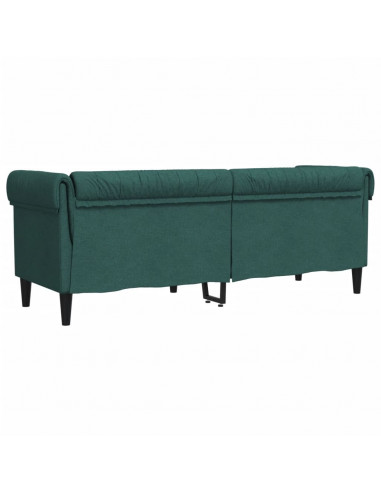 Divano Chesterfield a 3 Posti Verde Scuro in Tessuto