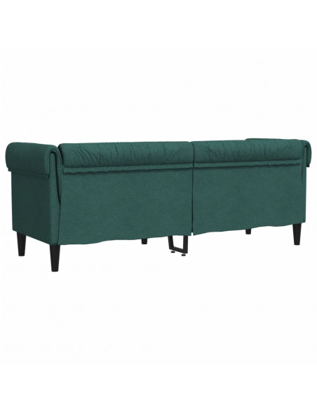 Divano Chesterfield a 3 Posti Verde Scuro in Tessuto