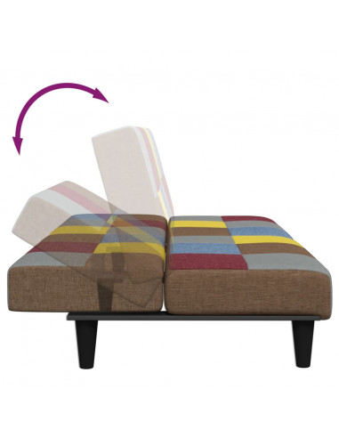 Divano Letto a 2 Posti con Poggiapiedi Patchwork in Tessuto
