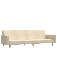 Divano Letto a 2 Posti Crema in Tessuto 2