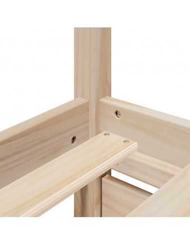 Letto con Cassetti e Materasso 100x200 cm Legno Massello Pino