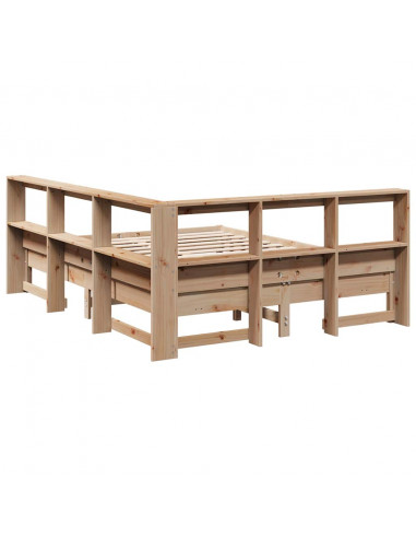 Letto Libreria senza Materasso 150x200 cm in Legno di Pino