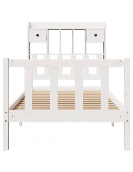 Letto Libreria senza Materasso Bianco 100x200 cm Legno di Pino