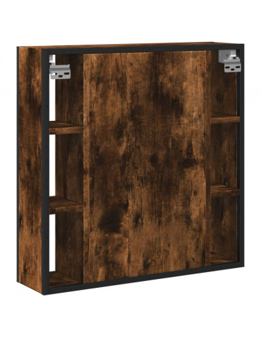 Mobile Bagno Specchio Rovere Fumo 60x16x60 cm Legno Multistrato