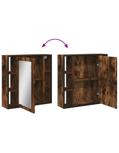 Mobile Bagno Specchio Rovere Fumo 60x16x60 cm Legno Multistrato