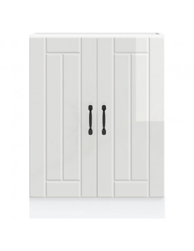 Mobile Base Lavello Lucca Bianco Lucido in Legno Multistrato