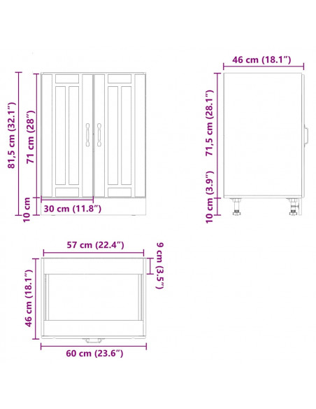 Mobile Base Lavello Lucca Grigio Sonoma in Legno Multistrato