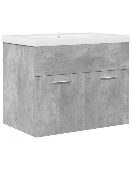 Mobile da Bagno con Lavabo Integrato e Rubinetto Grigio Cemento