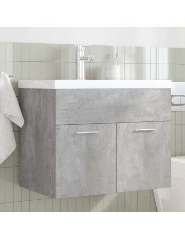 Mobile da Bagno con Lavabo Integrato e Rubinetto Grigio Cemento