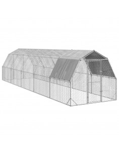 Recinto per Polli con Tetto 2,5x10x2,25 m in Acciaio Zincato