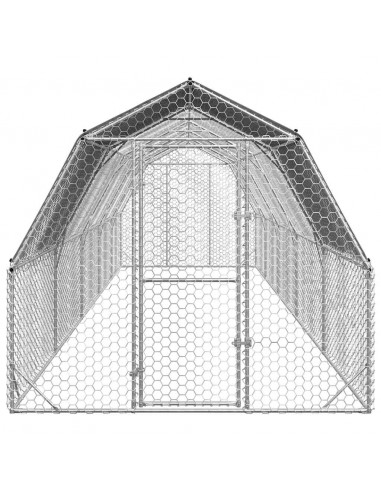 Recinto per Polli con Tetto 2,5x10x2,25 m in Acciaio Zincato