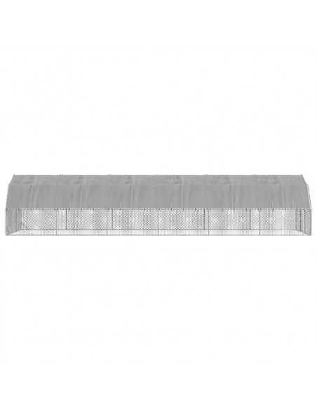 Recinto per Polli con Tetto 2,5x12x2,25 m in Acciaio Zincato