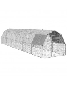 Recinto per Polli con Tetto 2,5x12x2,25 m in Acciaio Zincato