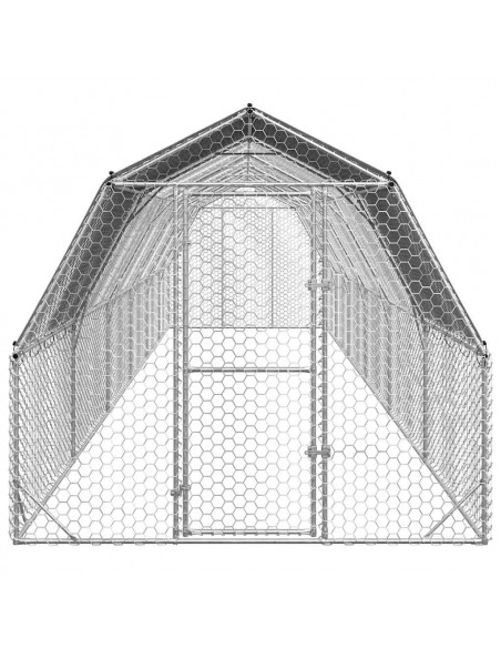 Recinto per Polli con Tetto 2,5x12x2,25 m in Acciaio Zincato