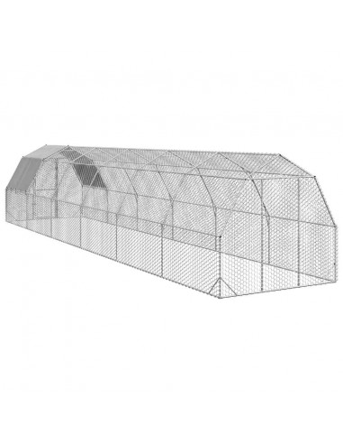 Recinto per Polli con Tetto 2,5x12x2,25 m in Acciaio Zincato
