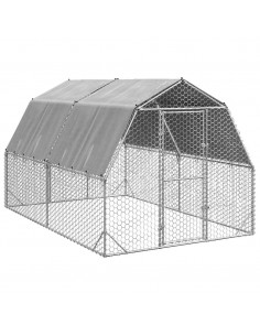 Recinto per Polli con Tetto 2,5x4x2,25 m in Acciaio Zincato