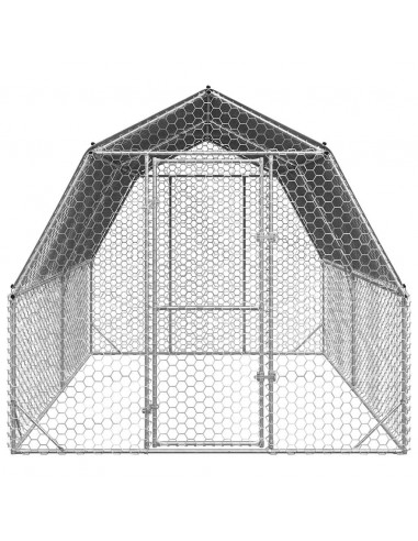 Recinto per Polli con Tetto 2,5x4x2,25 m in Acciaio Zincato