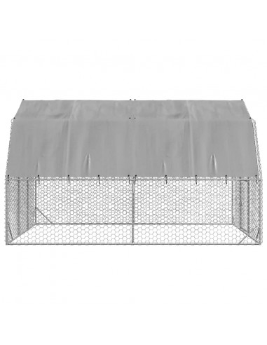 Recinto per Polli con Tetto 2,5x4x2,25 m in Acciaio Zincato