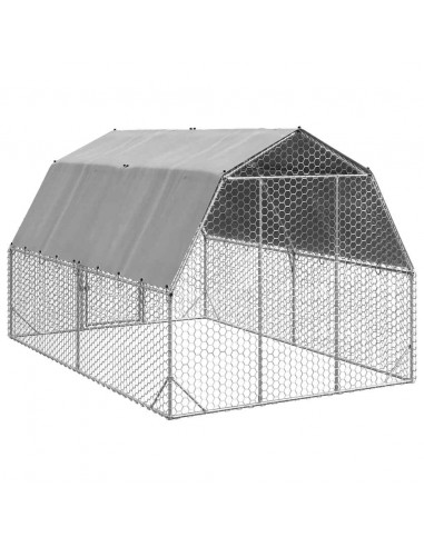 Recinto per Polli con Tetto 2,5x4x2,25 m in Acciaio Zincato