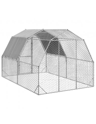Recinto per Polli con Tetto 2,5x4x2,25 m in Acciaio Zincato