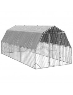 Recinto per Polli con Tetto 2,5x6x2,25 m in Acciaio Zincato
