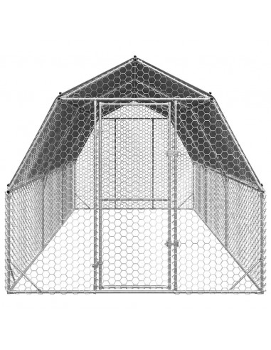Recinto per Polli con Tetto 2,5x6x2,25 m in Acciaio Zincato