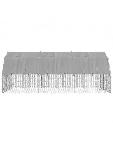 Recinto per Polli con Tetto 2,5x6x2,25 m in Acciaio Zincato