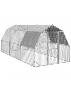 Recinto per Polli con Tetto 2,5x6x2,25 m in Acciaio Zincato