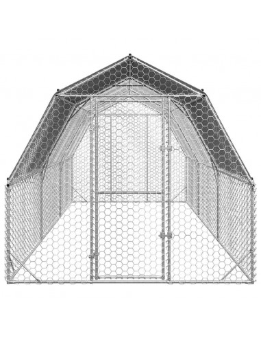 Recinto per Polli con Tetto 2,5x6x2,25 m in Acciaio Zincato