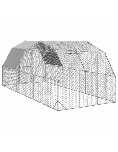 Recinto per Polli con Tetto 2,5x6x2,25 m in Acciaio Zincato