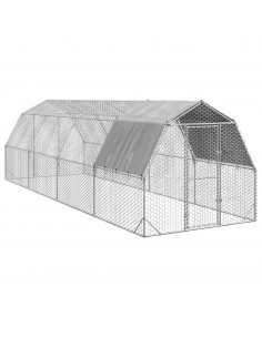 Recinto per Polli con Tetto 2,5x8x2,25 m in Acciaio Zincato