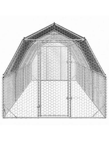 Recinto per Polli con Tetto 2,5x8x2,25 m in Acciaio Zincato