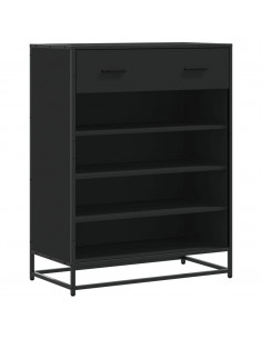 Scarpiera Nera 75x38x97,5 cm in Truciolato e Metallo