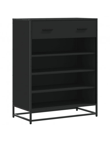 Scarpiera Nera 75x38x97,5 cm in Truciolato e Metallo