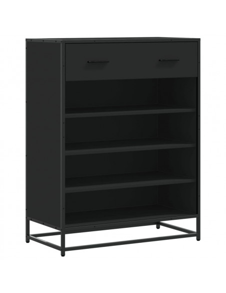 Scarpiera Nera 75x38x97,5 cm in Truciolato e Metallo