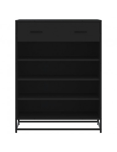 Scarpiera Nera 75x38x97,5 cm in Truciolato e Metallo