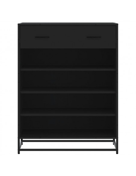 Scarpiera Nera 75x38x97,5 cm in Truciolato e Metallo